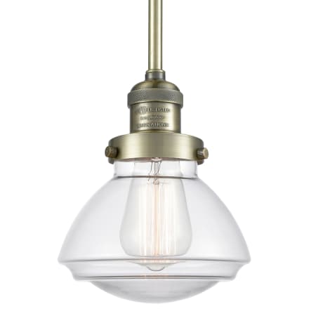 Innovations Lighting Olean 8" Tall Mini Rod Hung Pendant Antique Brass / Clear