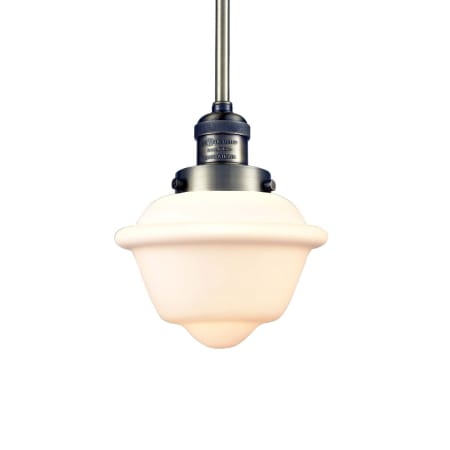 Innovations Lighting Small Oxford Single Light 8" Wide Mini Pendant with Hang Straight Swivel Antique Brass / Matte White Cased