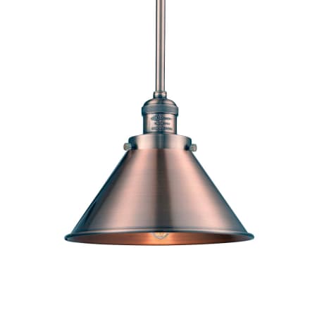 Innovations Lighting Briarcliff Single Light 10" Wide Pendant with Hang Straight Swivel Antique Copper / Antique Copper