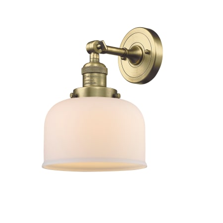 Innovations Lighting Large Bell Single Light 12" Tall Bathroom Sconce with Multiple Shade Options Antique Brass / Matte White