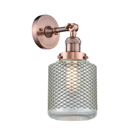 Innovations Lighting Stanton Single Light 14" Tall Bathroom Sconce Antique Copper / Wire Mesh