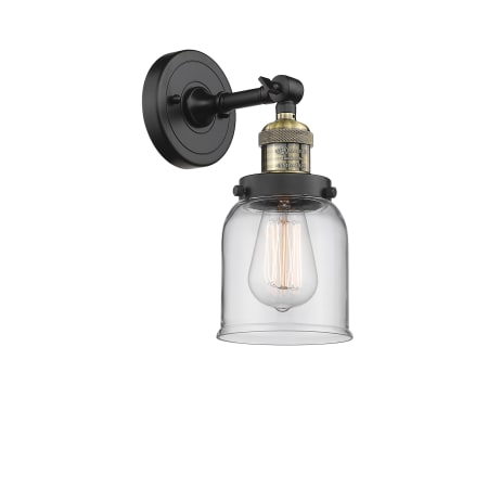 Innovations Lighting Small Bell Single Light 10" Tall Bathroom Sconce with Multiple Shade Options Black Antique Brass / Clear