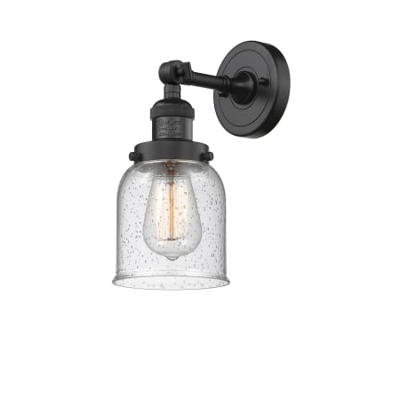 Innovations Lighting Small Bell Single Light 10" Tall Bathroom Sconce with Multiple Shade Options Matte Black / Seedy