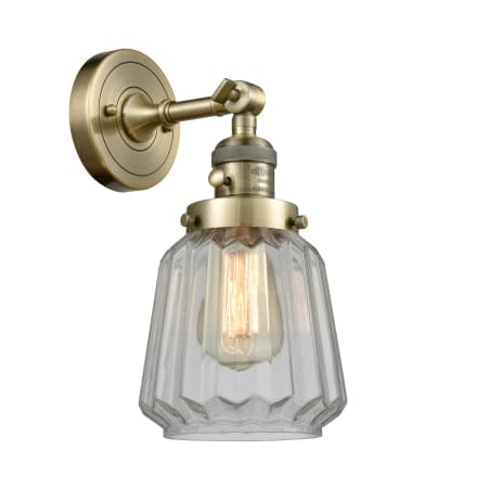 Innovations Lighting Chatham Single Light 12" Tall Bathroom Sconce with Multiple Shade Options Antique Brass / Clear