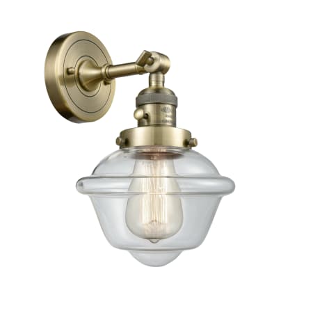 Innovations Lighting Small Oxford Single Light 12" Tall Bathroom Sconce with Multiple Shade Options Antique Brass / Clear
