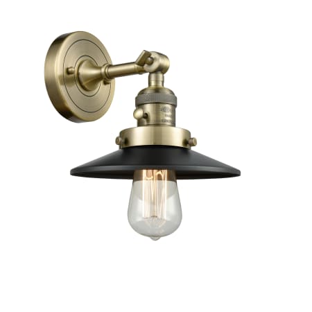 Innovations Lighting Railroad Single Light 8" Tall Bathroom Sconce with Multiple Shade Options Antique Brass / Matte Black