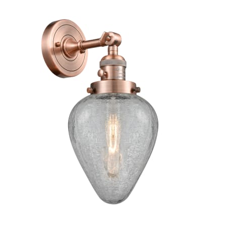 Innovations Lighting Geneseo Single Light 14" Tall Bathroom Sconce Antique Copper / Clear Crackle