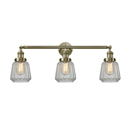 Innovations Lighting Chatham 3 Light 30" Wide Bathroom Vanity Light with Multiple Shade Options Antique Brass / Clear