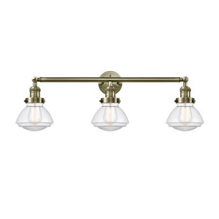 Innovations Lighting Olean 3 Light 31" Wide Bathroom Vanity Light Antique Brass / Clear