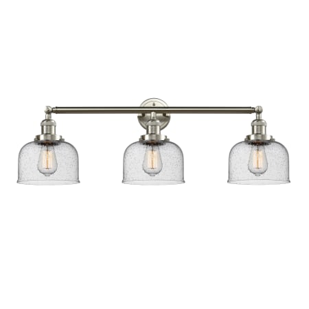 Innovations Lighting Bell 3 Light 32" Wide Commercial Vanity Light Brushed Satin Nickel / Seedy