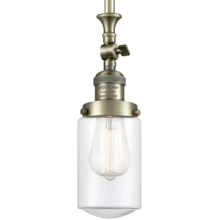 Innovations Lighting Dover 5" Wide Mini Rod Hung Adjustable Pendant Antique Brass / Clear