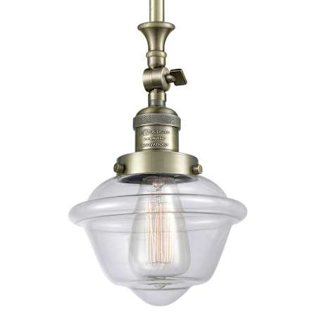 Innovations Lighting Small Oxford Single Light 8" Wide Mini Pendant Antique Brass / Clear