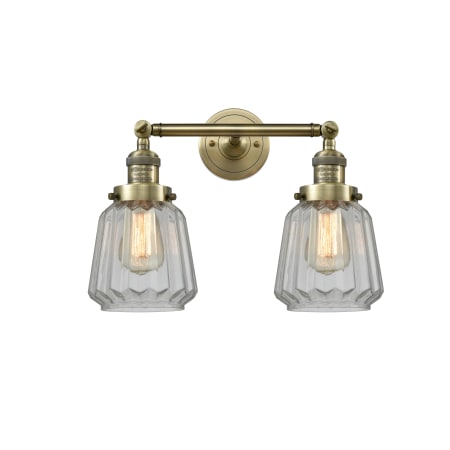 Innovations Lighting Chatham 2 Light 16" Wide Bathroom Vanity Light with Multiple Shade Options Antique Brass / Clear