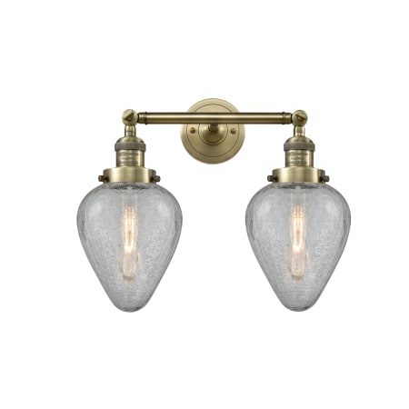 Innovations Lighting Geneseo 2 Light 17" Wide Bathroom Vanity Light Antique Brass / Clear Crackle