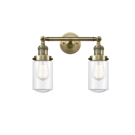 Innovations Lighting Dover 2 Light 14" Wide Bathroom Vanity Light Antique Brass / Clear