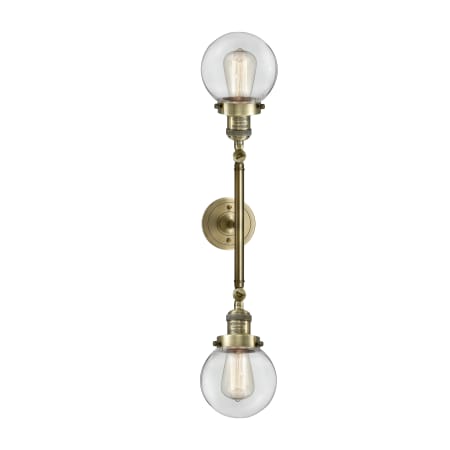 Innovations Lighting Beacon 2 Light 23" Wide Bathroom Vanity Light with Multiple Shade Options Antique Brass / Clear