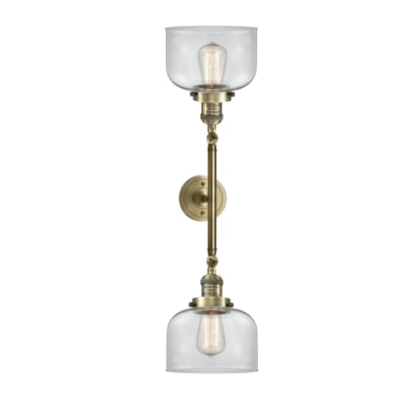 Innovations Lighting Large Bell 2 Light 23" Wide Bathroom Vanity Light with Multiple Shade Options Antique Brass / Clear