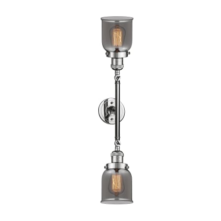 Innovations Lighting Small Bell 2 Light 23" Wide Bathroom Vanity Light with Multiple Shade Options Polished Chrome / Plated Smoked