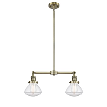 Innovations Lighting Olean 2 Light 22" Wide Chandelier / Semi-Flush Ceiling Fixture Antique Brass / Clear