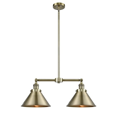 Innovations Lighting Briarcliff 2 Light 21" Wide Linear Chandelier / Semi-Flush Ceiling Fixture Antique Brass