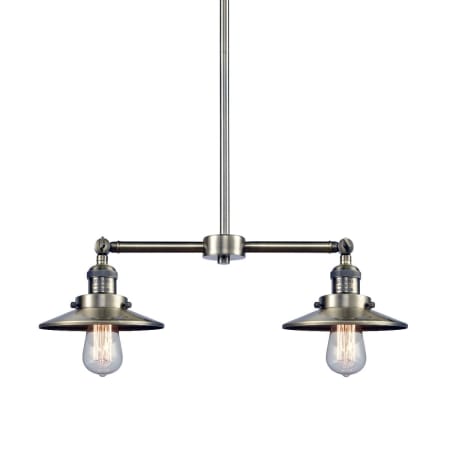 Innovations Lighting Railroad 2 Light 21" Wide Linear Chandelier Antique Brass / Antique Brass