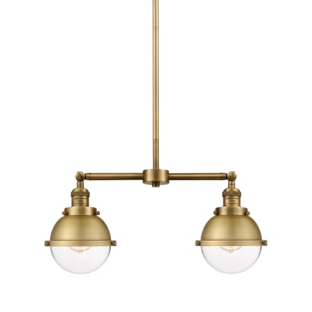 Innovations Lighting Hampden 2 Light 18" Wide Linear Pendant / Converts to Semi-Flus Brushed Brass / Clear
