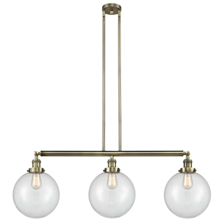 Innovations Lighting Beacon 3 Light 42" Wide Commercial Linear Chandelier Antique Brass / Clear
