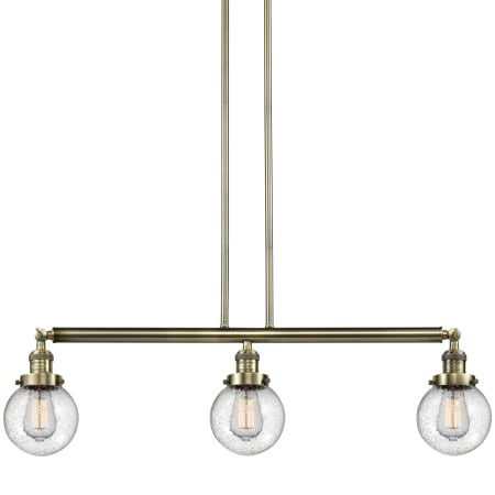Innovations Lighting Beacon 3 Light 39" Wide Linear Pendant Antique Brass / Seedy