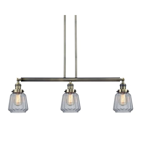 Innovations Lighting Chatham 3 Light 39" Wide Linear Chandelier Antique Brass / Clear
