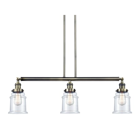 Innovations Lighting Canton 3 Light 39" Wide Linear Chandelier Antique Brass / Clear