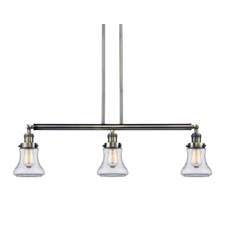 Innovations Lighting Bellmont 3 Light 39" Wide Linear Chandelier Antique Brass / Clear