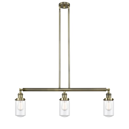 Innovations Lighting Dover 3 Light 37" Wide Linear Chandelier Antique Brass / Clear