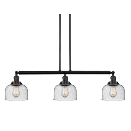 Innovations Lighting Bell 3 Light 41" Wide Commercial Linear Chandelier Matte Black / Seedy