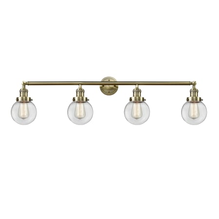 Innovations Lighting Beacon 4 Light 42" Wide Vanity Light Antique Brass / Clear