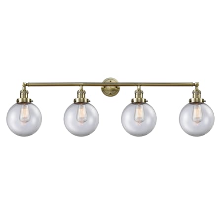 Innovations Lighting Beacon 4 Light 44" Wide Vanity Light Antique Brass / Clear