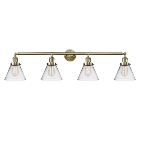 Innovations Lighting Cone 4 Light 44" Wide Vanity Light Antique Brass / Clear