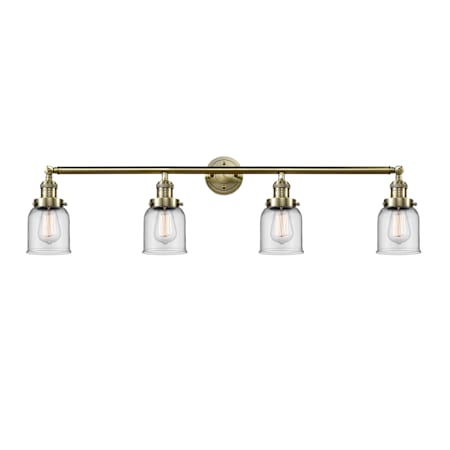 Innovations Lighting Bell 4 Light 42" Wide Commercial Vanity Light Antique Brass / Clear
