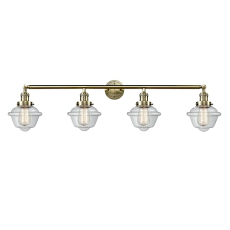 Innovations Lighting Small Oxford 4 Light 46" Wide Bathroom Vanity Light Antique Brass / Clear
