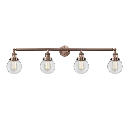 Innovations Lighting Beacon 4 Light 42" Wide Vanity Light Antique Copper / Clear