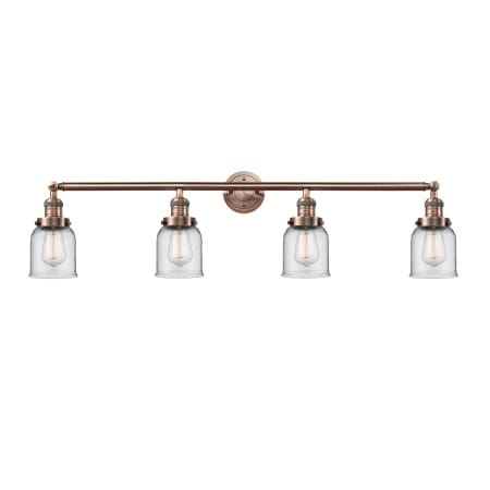 Innovations Lighting Bell 4 Light 42" Wide Commercial Vanity Light Antique Copper / Clear
