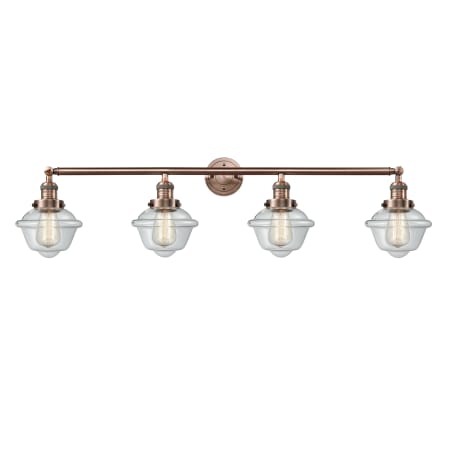 Innovations Lighting Small Oxford 4 Light 46" Wide Bathroom Vanity Light Antique Copper / Clear