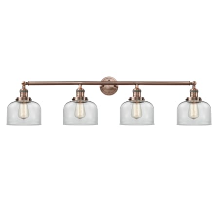 Innovations Lighting Bell 4 Light 45" Wide Commercial Vanity Light Antique Copper / Clear