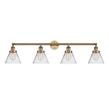Innovations Lighting Cone 4 Light 44" Wide Commercial Vanity Light with Cone Shades Brushed Brass / Clear