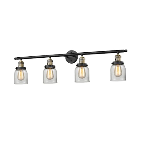 Innovations Lighting Bell 4 Light 42" Wide Commercial Vanity Light with Bell Shades Black / Brushed Brass / Clear