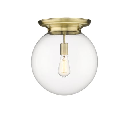 Innovations Lighting Beacon 14" Wide Flush Mount Globe Ceiling Fixture Antique Brass / Clear
