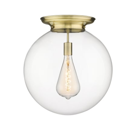 Innovations Lighting Beacon 18" Wide Flush Mount Globe Ceiling Fixture Antique Brass / Clear