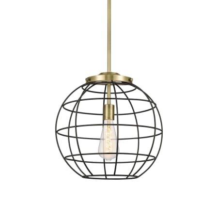 Innovations Lighting Lake Placid 16" Wide Cage Pendant with Shade Antique Brass / Matte Black