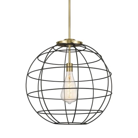 Innovations Lighting Lake Placid 22" Wide Cage Pendant Antique Brass / Matte Black