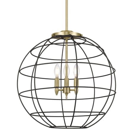 Innovations Lighting Lake Placid 3 Light 22" Wide Cage Pendant Antique Brass / Matte Black