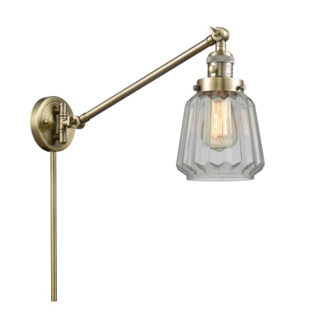 Innovations Lighting Chatham Single Light 25" Tall Hardwired or Plug-In Wall Sconce / Pendant Antique Brass / Clear